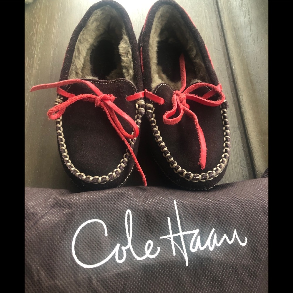 Cole Haan Suede Toddler Faux Fur Moc loafer